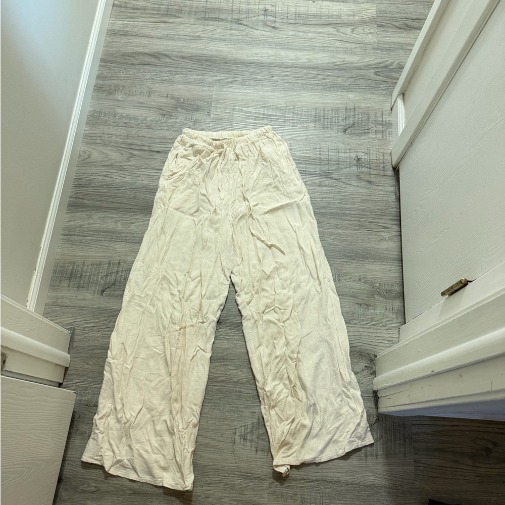 Amazon Cream Wide-Leg Lounge Pants